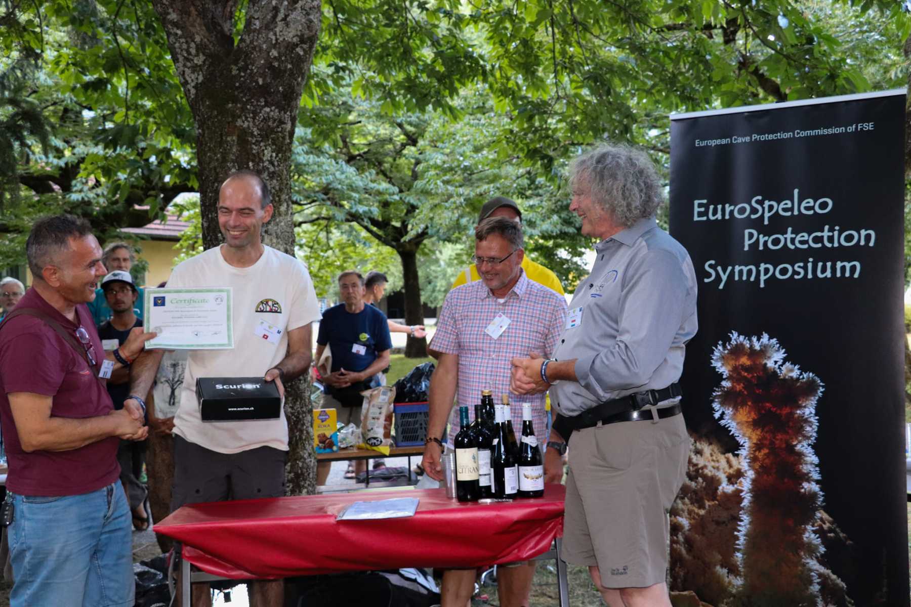 The price ceremony for the EuroSpeleo Protection Label presented by Jean-Claude Thies. Photo by Ernest Geyer